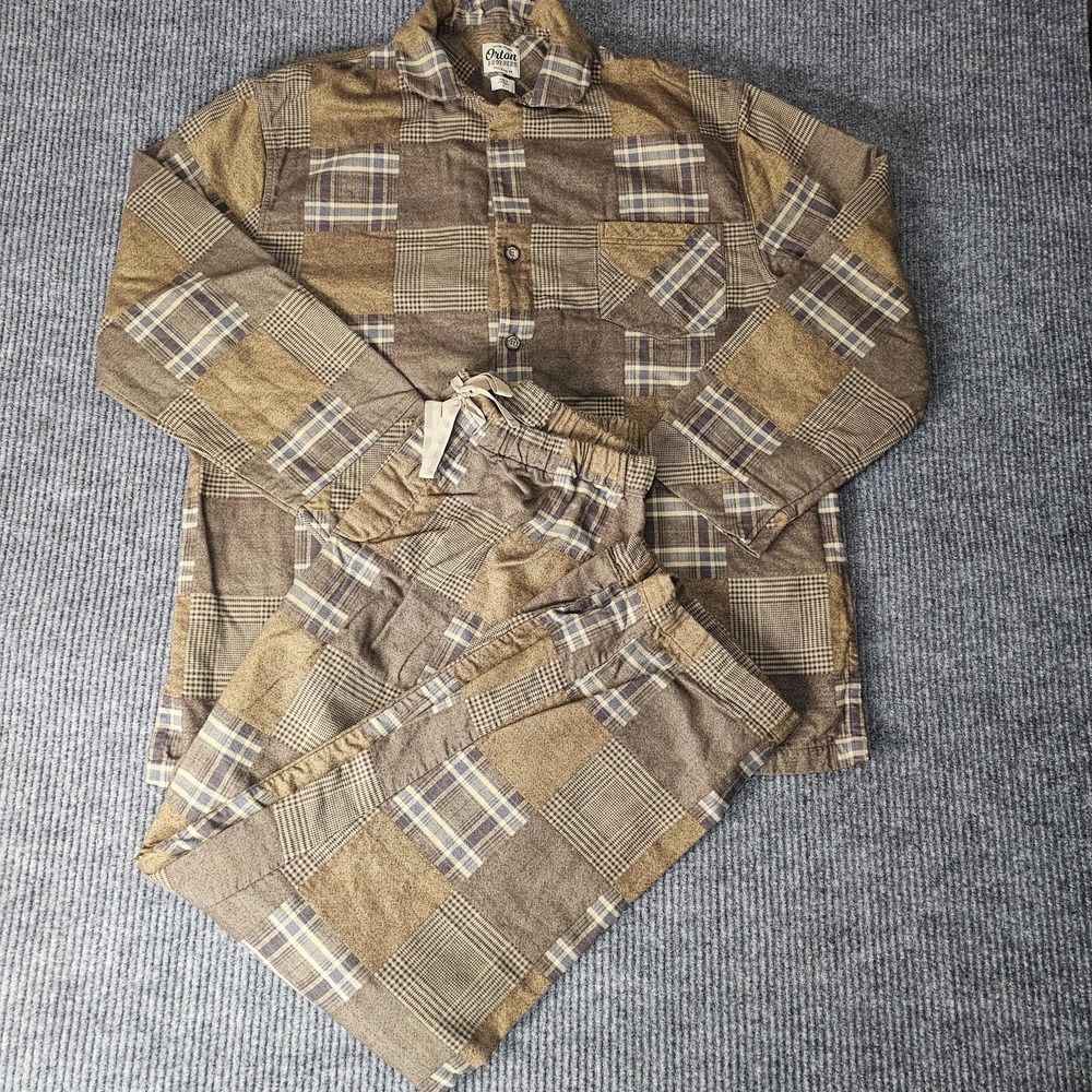 Orton‎ Brothers Pajama Set Mens Large Brown Flannel WARM 2 Piece Portugal